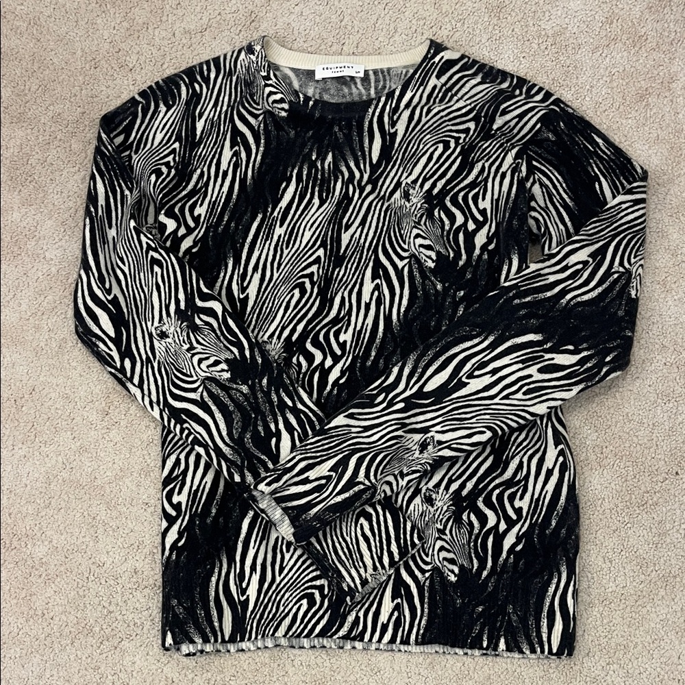 EQUIPMENT Black and White Animal Print Sweater
